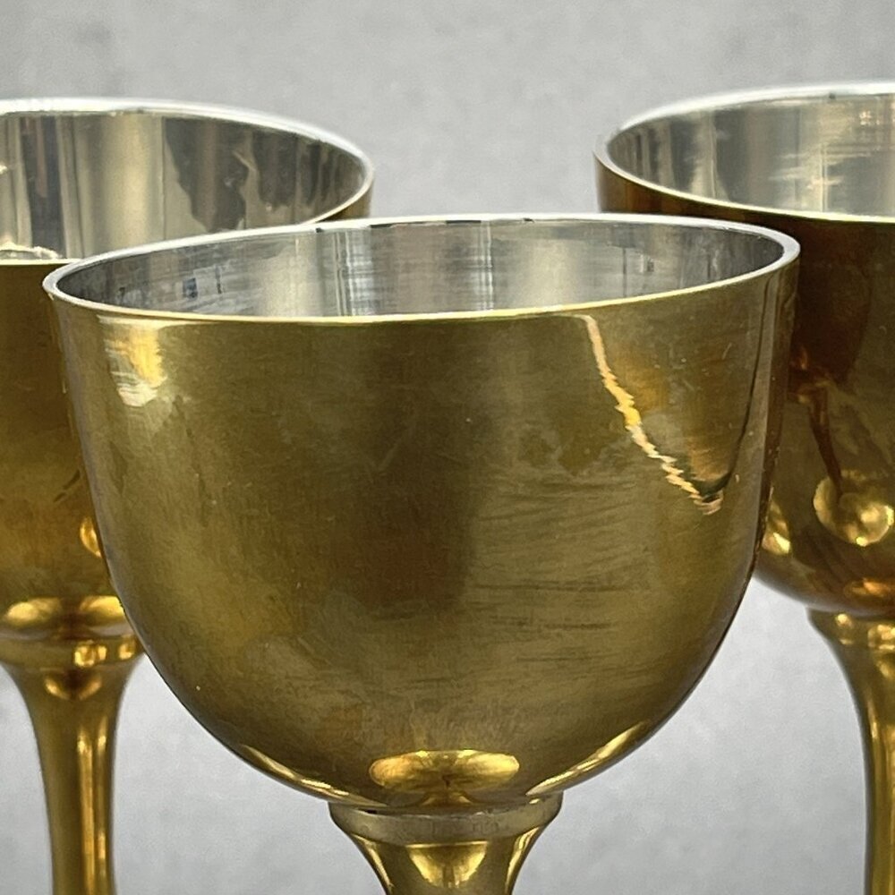 Vtg Brass Chalice Wine Goblet Cordial Drinking Cup Lot of 3 Medieval Renaissance - Picture 5 of 11